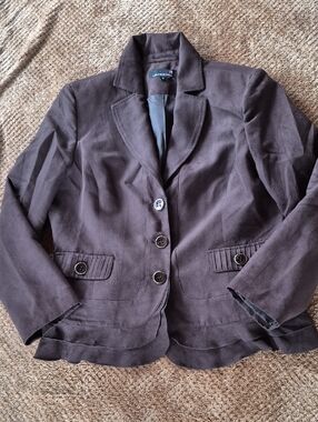 Laura Petites Dark Brown Tailored Notch-Lapel Blazer